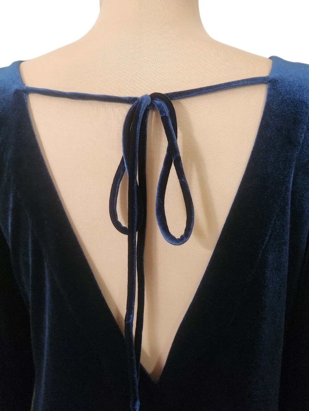 FREE PEOPLE Misha Blue Velvet Shift Mini Dress - Size S - Picture 9 of 15